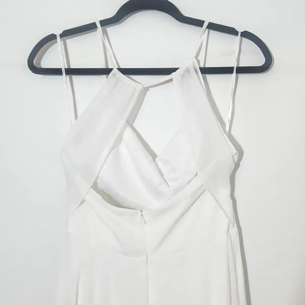 Lulus White Chiffon Wedding Dress with Faux Wrap Style NWT Size Medium - Image 8