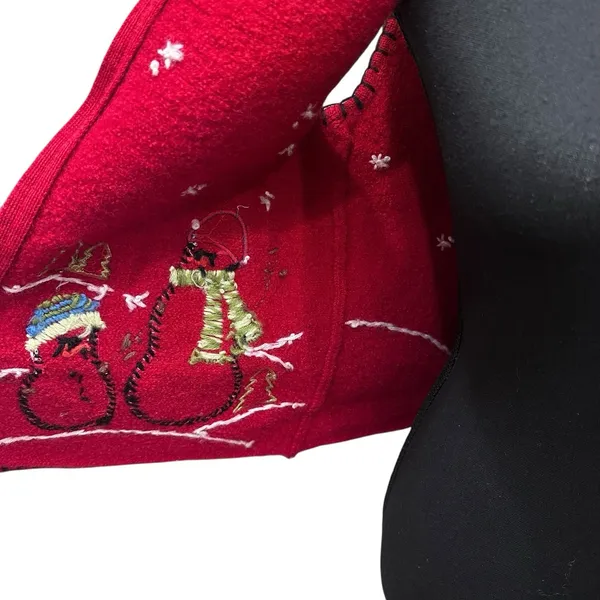VTG Coldwater Creek Wool Full Zip Vest Size M‎ Snowman Cabincore Ugly Christmas - Image 7