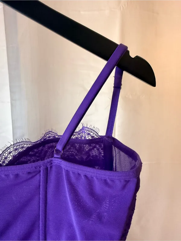 Urban Outfitters Out From Under Lace Purple Underwire Corset Top Bustier Coquett - Image 11