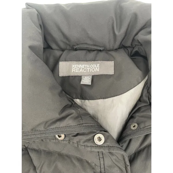 Kenneth Cole Reaction Black Down Puffer Jacket‎ Women Small Chevron Quilted Coat - Image 3