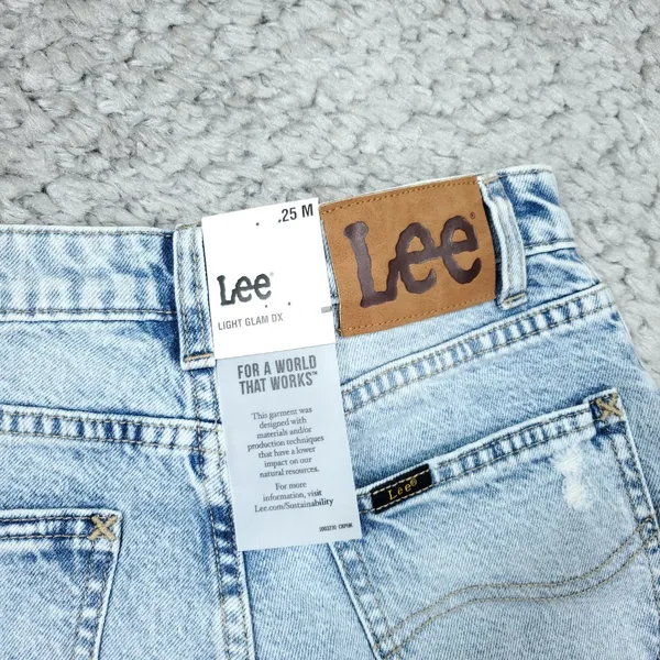 Lee High Rise Flare Jeans Blue Light Glam DX Ripped Distressed Western Size 25 - Image 6