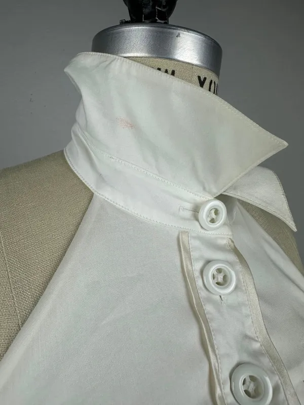 Vintage Y2K Bebe Off White Halter Tanya Mini Dress Pleated Button Front Size S - Image 9