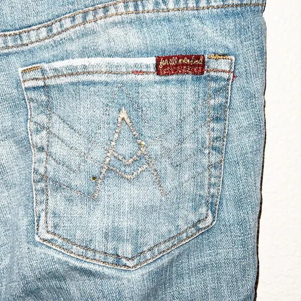 7 For All Mankind Women's Wide Leg Low To MidRise Flare Light Blue Jeans - Image 9