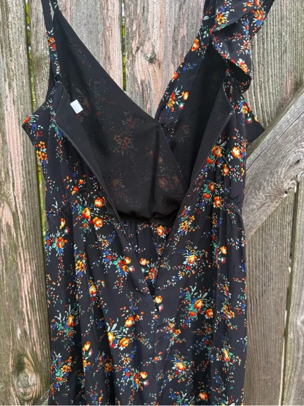 EUC SANDRO Paris Silk Petunia Floral Ruffled Sleeveless Dress Size Medium - Image 10