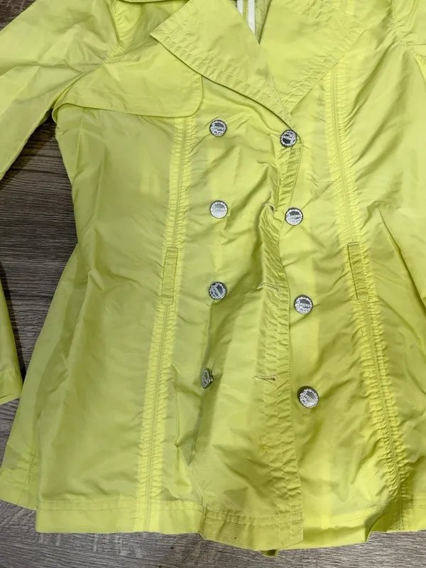Joujou Women’s XL Lime Yellow Waterproof Double Breasted Rain Jacket - Image 8