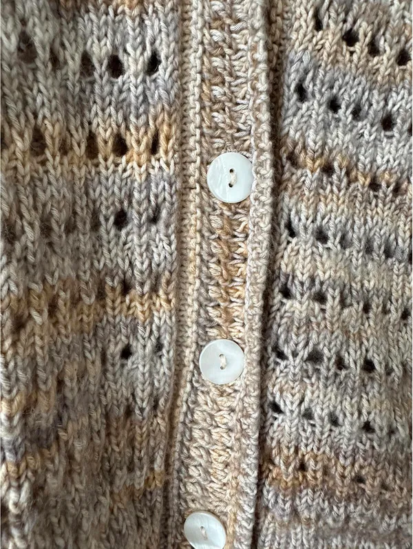Marled Open Stitch Cardigan All in Favor Beige Tan Size Small - Image 5