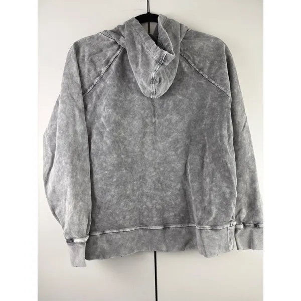 Scoop Gray Acid Wash Raglan‎ Pullover Hoodie Vintage Grunge Distressed Small - Image 3