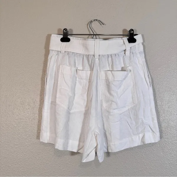 Rachel Zoe White Linen Blend High Rise Dressy Shorts Womens 6 Preppy Belted - Image 9