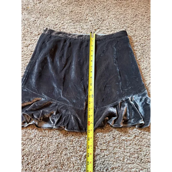 Women's Madewell Crushed Velvet Brown Mini Skirt Size 8 Y2K 90's silk & viscoe - Image 5