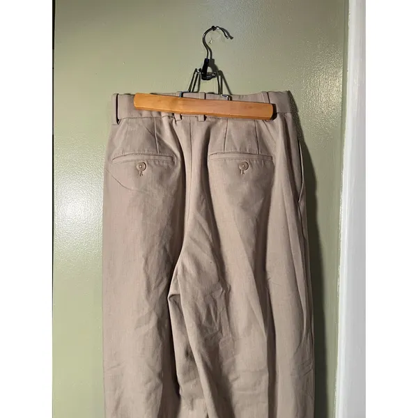 Uniqlo Women's Size XS 24-25 Pleated Wide Leg Straight Leg Trousers Khaki Beige - Image 7