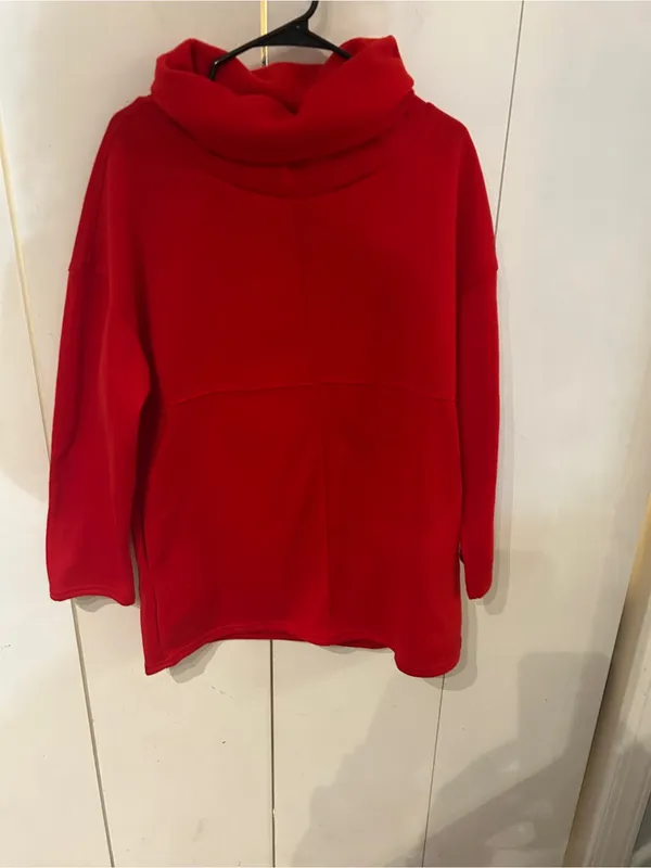 Cozy Red Funnel Neck Women's Sweater Size L - Image 2