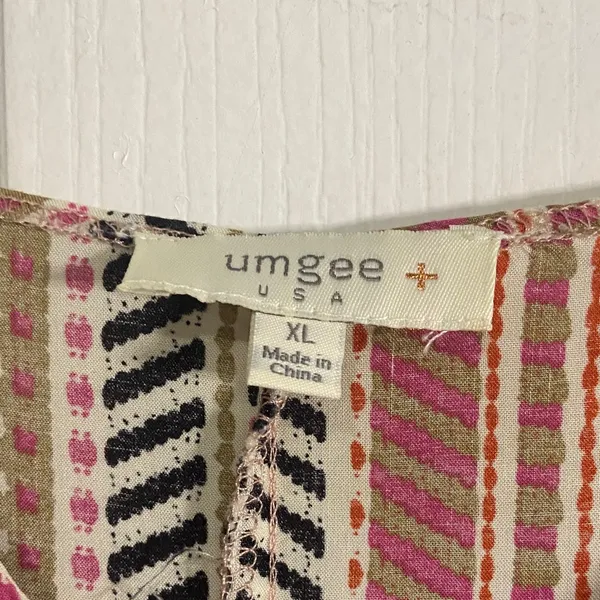 Umgee Blush Pink Printed Boho Tunic with Tie Neck - Image 2