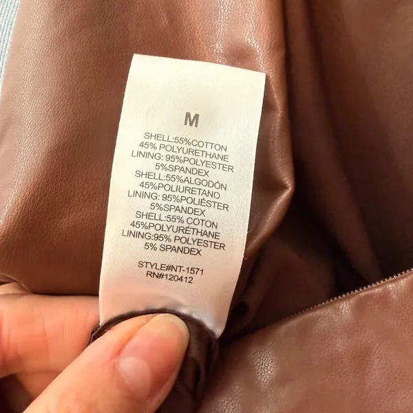 NIA Anthropologie Brown Faux Leather Draped Corset Top Square Medium NEW - Image 7