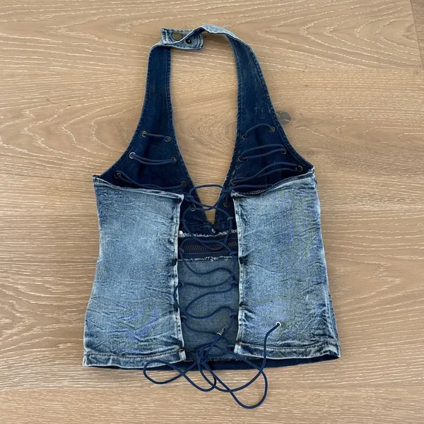 That’s So Fetch Halter Top Denim Wanted Size US 6 Blue - Image 4
