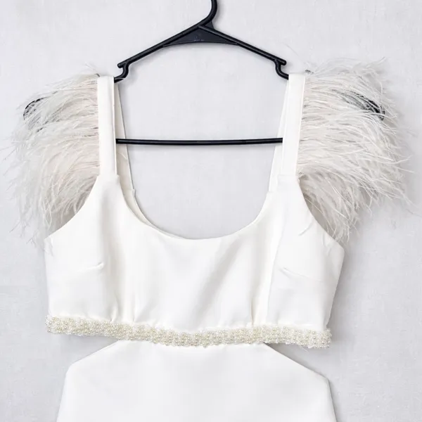 Likely‎ Taliah Feather Pearl Beaded Cut Out Mini Dress - Image 9
