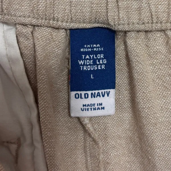 Old‎ Navy Taylor Wide Leg Trousers Womens L Beige Linen Blend High Rise Office - Image 6