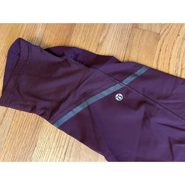 Lululemon Crop Leggings 10 Maroon Burgundy Stripe Activewear Yoga Pants‎ - Image 5