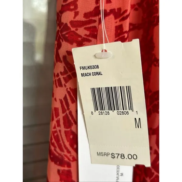 NWT Kensie Elastic Waist Skirt Size M Tall Beach Coral - Image 8