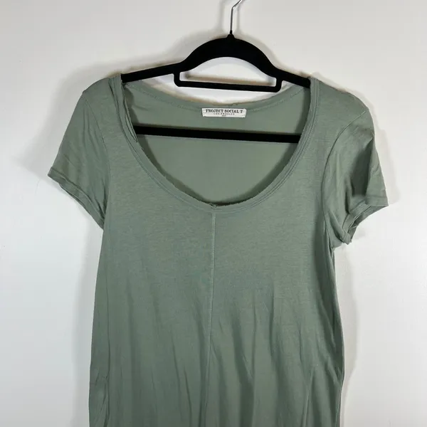 Project Social T‎ Womens Sage Green High Low Scoop Neck T-Shirt Dress Size Small - Image 3