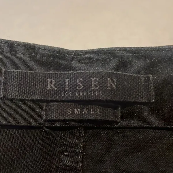 RISEN- Flare High Waist Black Pull On Distressed Vintage Look Raw Hem Jeans- S - Image 4