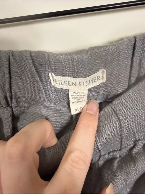 Eileen Fisher 100% Linen Gray Wide Leg Pant XL - Image 4