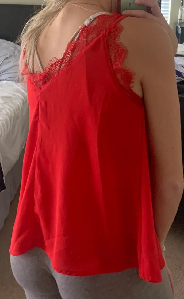 Amazon Red Lace Tank Top - Image 3