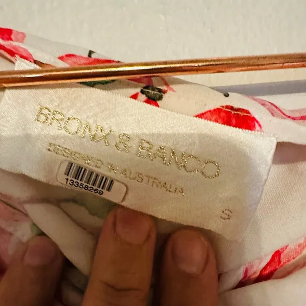BRONX AND BANCO Layla Floral Pink White One Shoulder Silk Bow Mini Dress Size S - Image 10