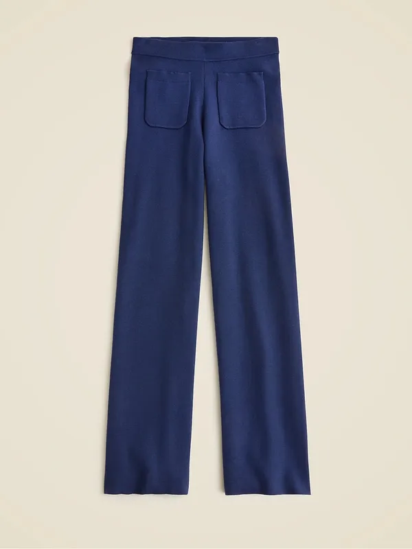 J. Crew Sailor sweater navy blue wide leg trouser in silk lyocell blend - Image 2