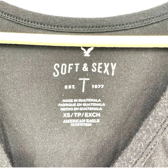 American Eagle‎ AEO size XS soft & sexy line short sleeve top shirt black - Image 3