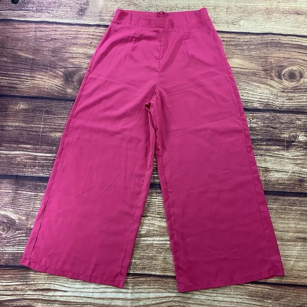 SHEIN Joress Dress Pants Womans Sz L Pink High-Rise Wide Leg - Image 2