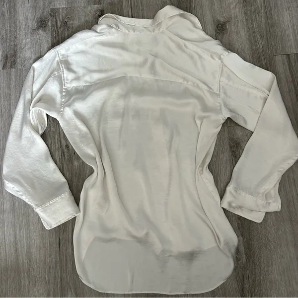 Wilfred Aritzia Silky Pearl Color Button Up Blouse Business Casual Office XS - Image 2