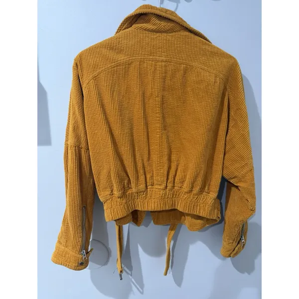 New Free People Jacket Small Slouchy Dolman Moto Corduroy Biker Caramel Orange - Image 8