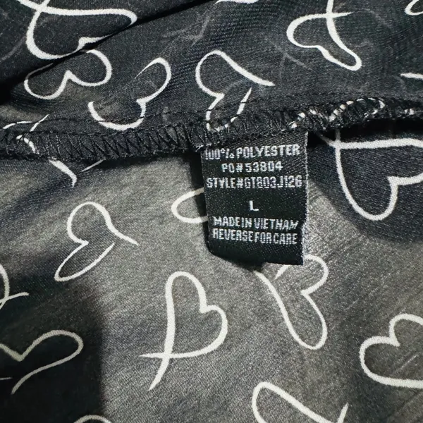 Timing Black Sheer Heart Print Ruffle Tie Front Blouse Top Women Sz L‎ Celestial - Image 12