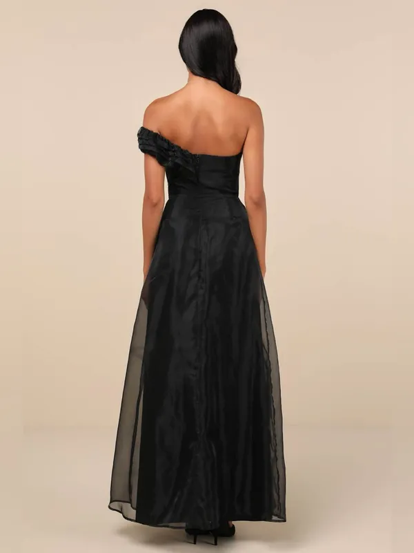 LULU’S Mesmerizing Silhouette Black Organza Off-the-Shoulder Maxi Dress - Image 5