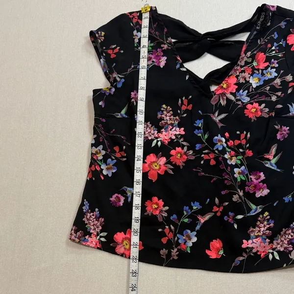 Express Black Multicolor Floral Women's Blouse - Image 4