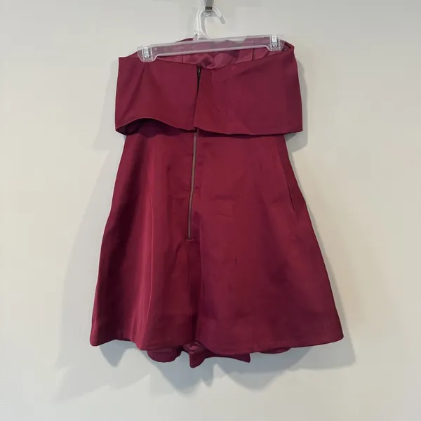 Anthropologie Keepsake Strapless Mini Cocktail Party Dress Red Plum XS 2860 - Image 7