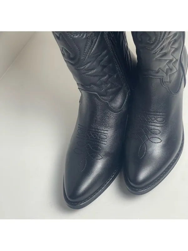 Steve Madden HAYWARD BLACK LEATHER boots Western Cowboy Boots Cowgirl Sz 6.5 - Image 8