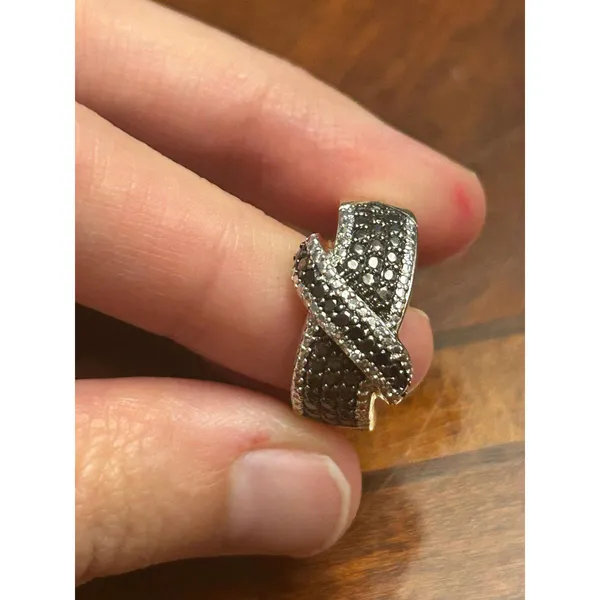 925 sterling silver gold tone 6.53g size 7 g86 ring band black white - Image 6
