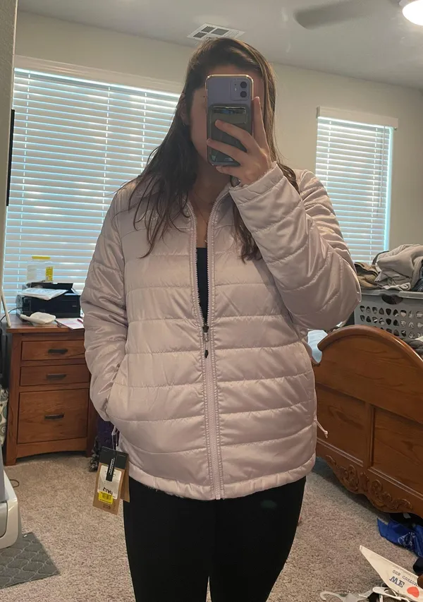 Iridescent Pink Northface Puffer Jacket - Image 3