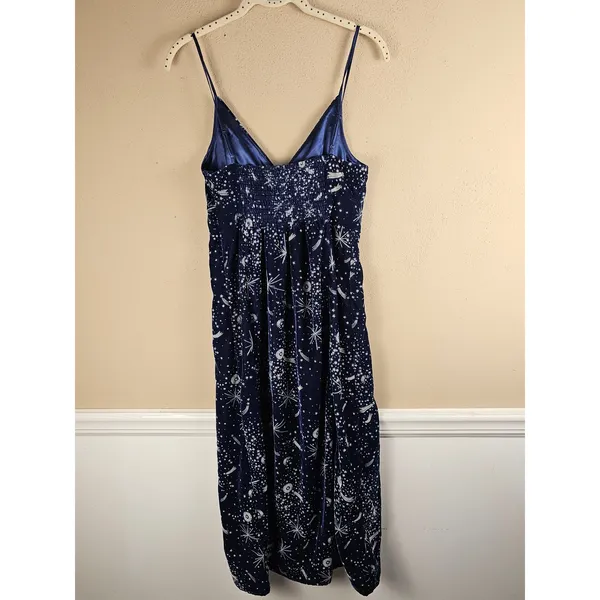 Urban Outfitters Womens Blue‎ Velvet Rooftop Constellation Midi Dress Small - Image 2