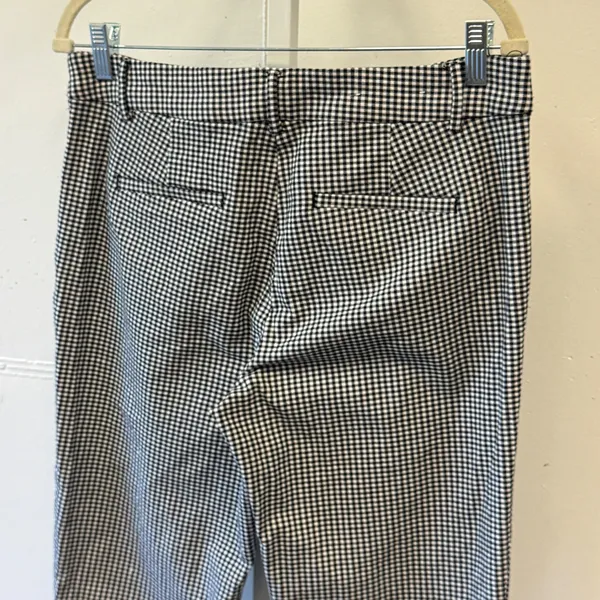 LOFT The Riviera Slim Gingham Houndstooth Pants Black White Check Cropped Size 8 - Image 5