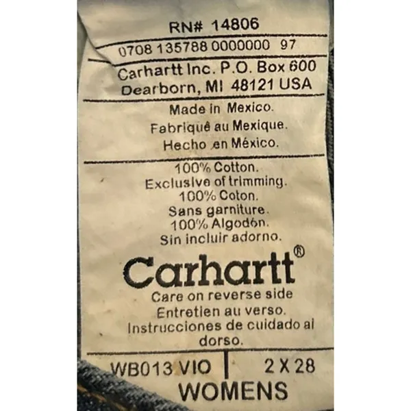 Carhartt For Women Midrise‎ Washed Denim Dungaree Jeans Size 2 x 28 - Image 3