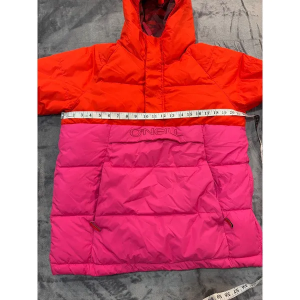 O'Neill Puffer Anorak Jacket Womens Orange Pink Colorblock Originals Medium - Image 6