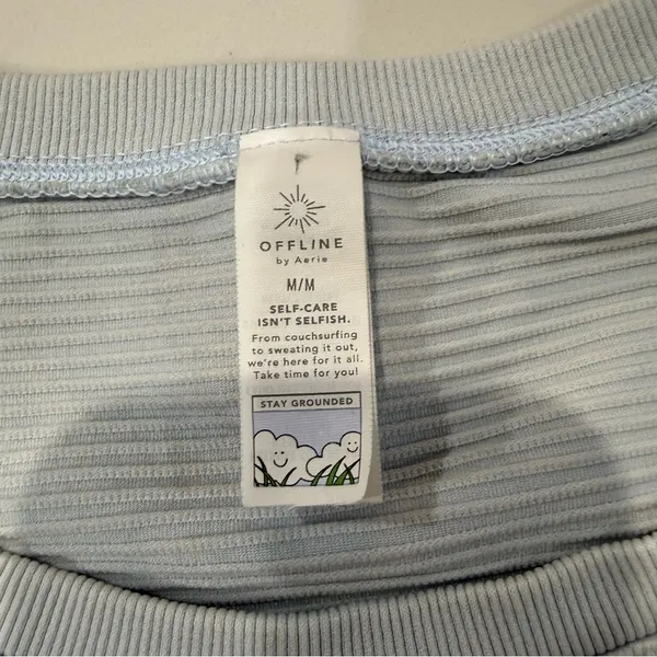 Offline by Aerie Sidewalk Seamless Ribbed Cropped TShirt Womens Medium LightBlue - Image 3