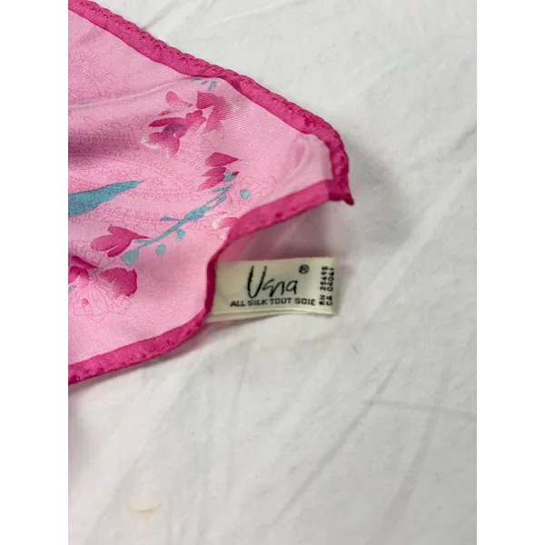VTG Vera Neumann pink blue silk floral long scarf. 54 x 11. vintage, headscarf - Image 3