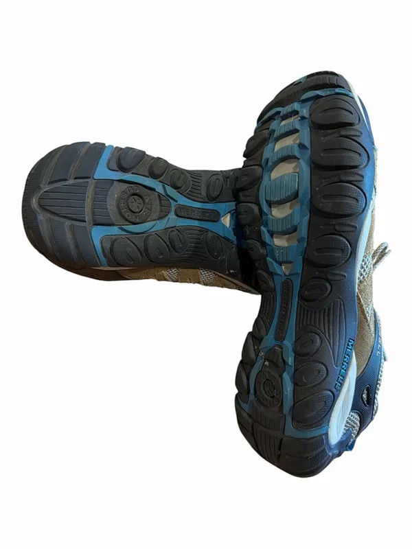 Merrell Tan, Blue and Gray Women's Hiking Sneakers - Image 5