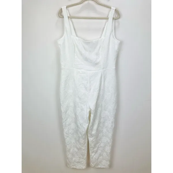 NEW Lulus Exceptional Vision White Jacquard Removable Bow Jumpsuit Bridal XL - Image 5