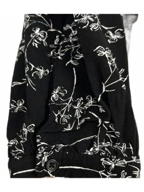 Old Navy Black Floral‎ Print Dress Cottagecore Dark Garden Artsy Women's Large - Image 7