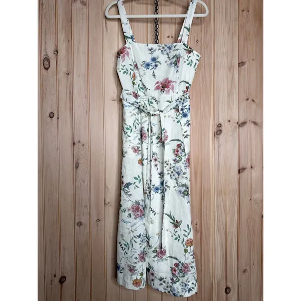 NWT Lulus Sunny Posture Ivory Floral Sleeveless Midi Dress Resort Cruise Size S - Image 2