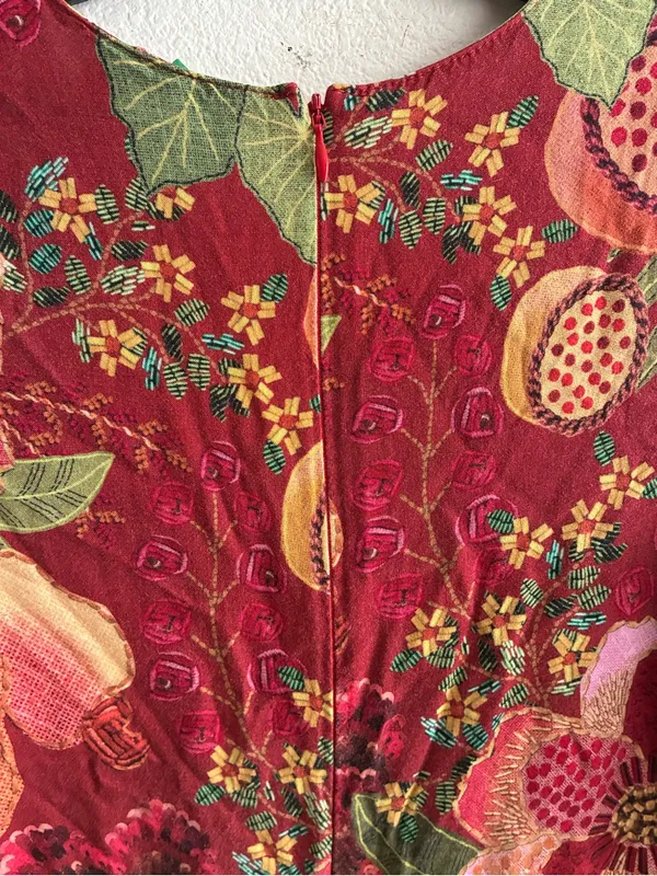 Farm Rio Red Forest Floral Print Romper S - Image 11